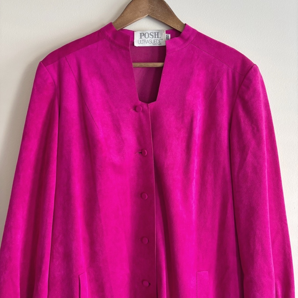 Vintage 70’s Posh Fuchsia Ultrasuede Full Length Coat Dress Sz 8 Mod Retro - Picture 2 of 8